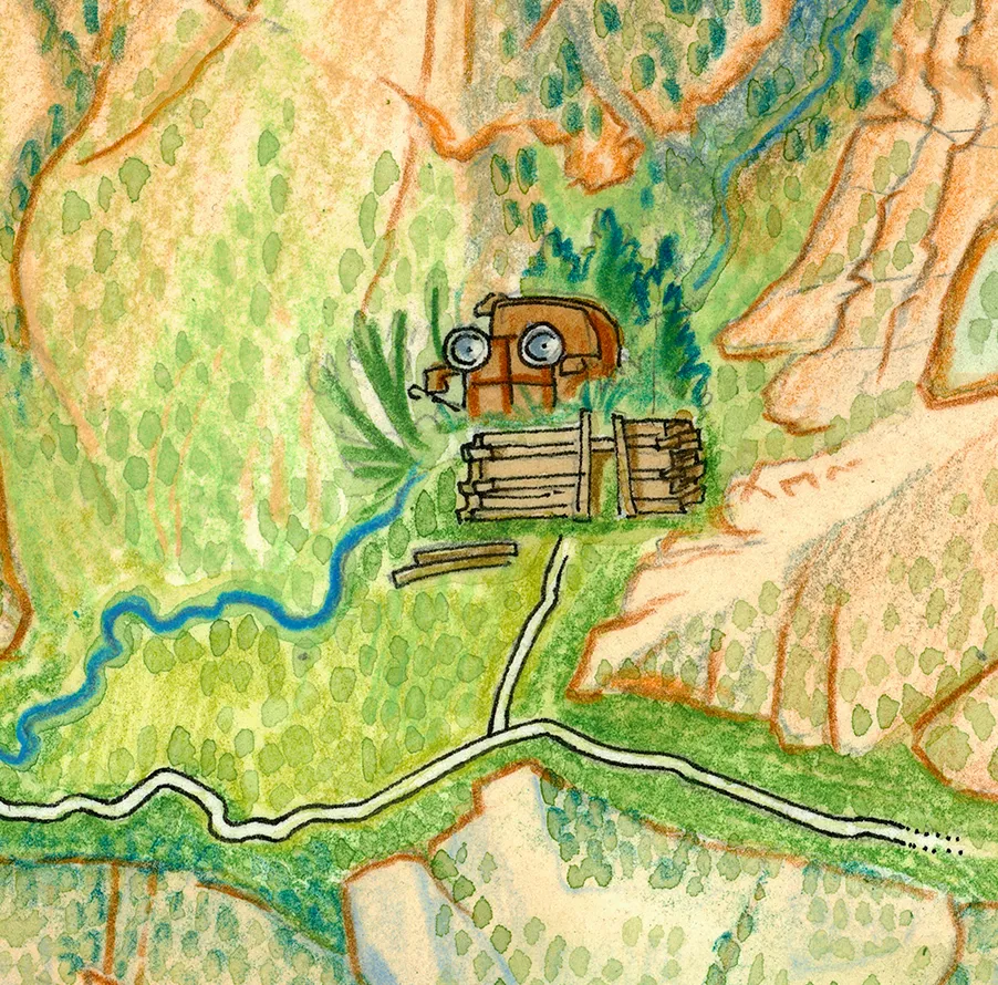 2D illustrated private land map — Western Colorado ranch property