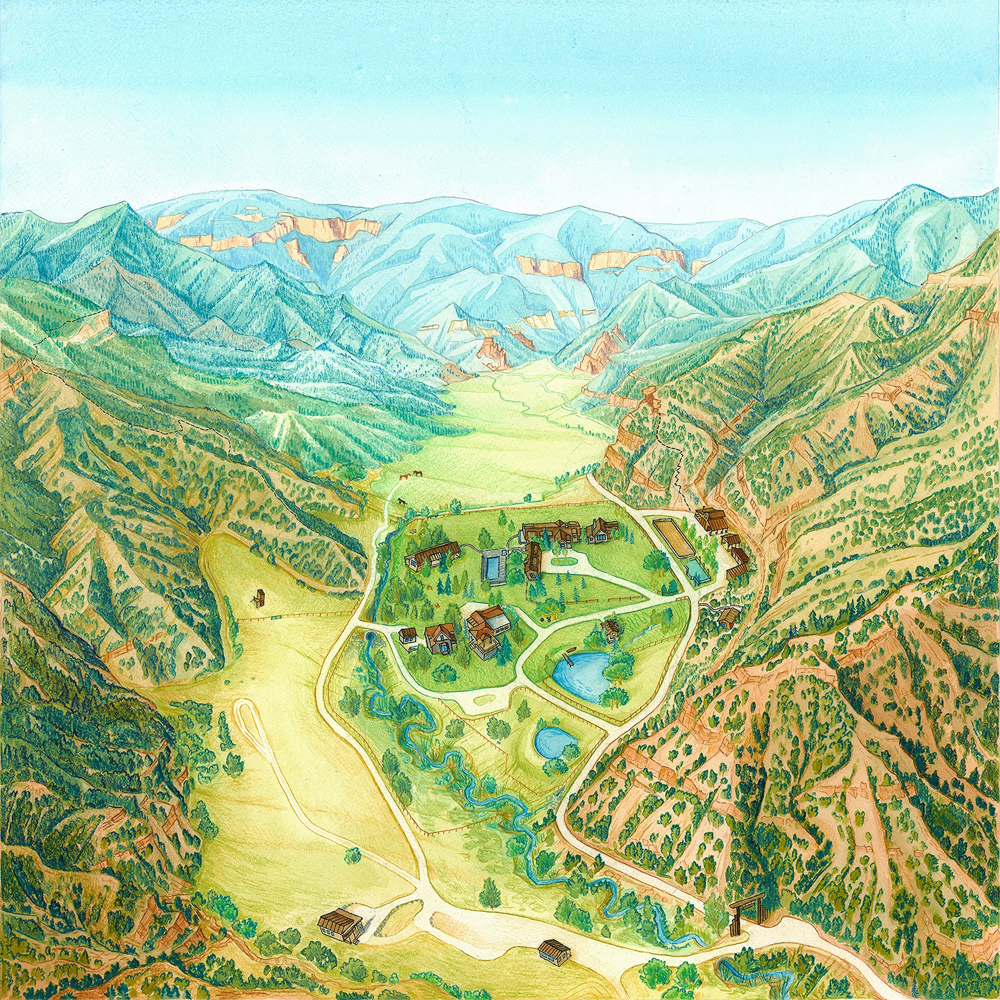 Hand painted map artwork