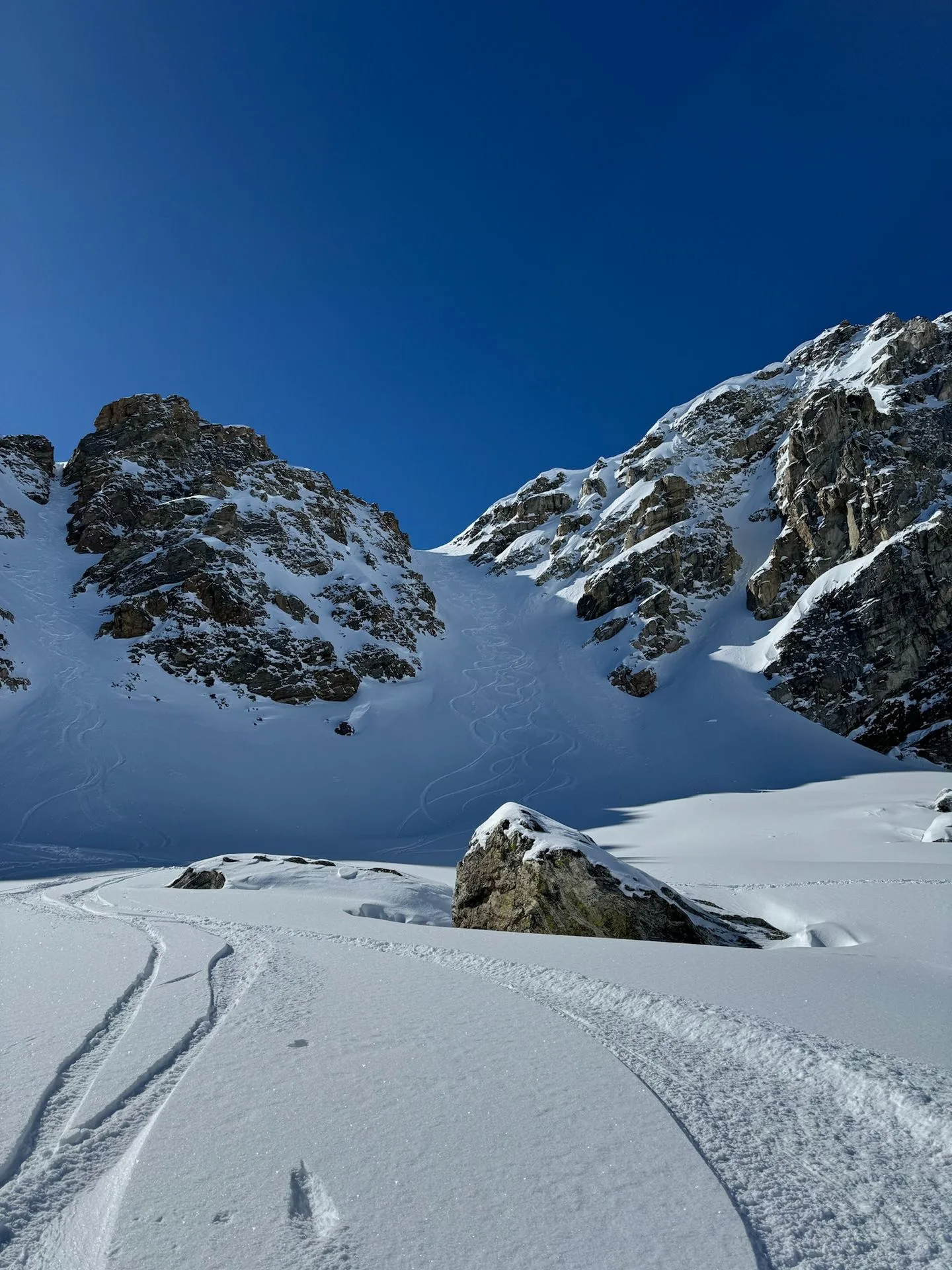 Backcountry skiing in the Teton Range in winter — adventure photography