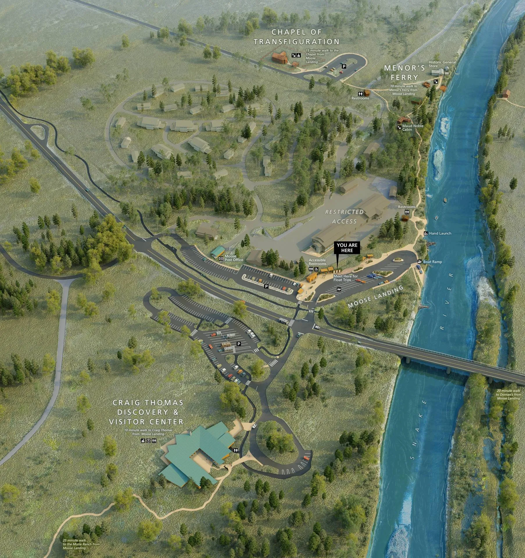 Moose area photorealistic 3D map, Grand Teton National Park
