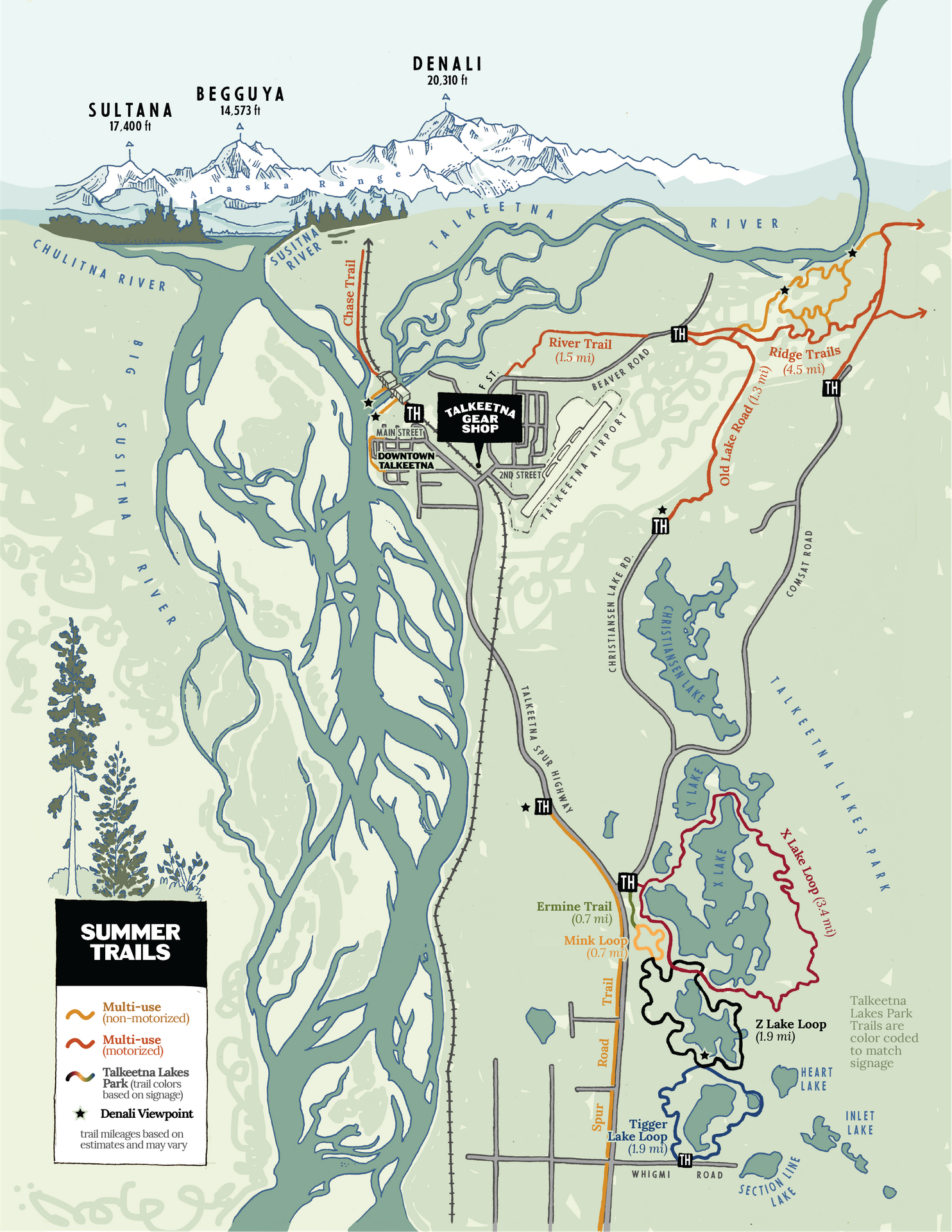 Trail and topographic brochure map