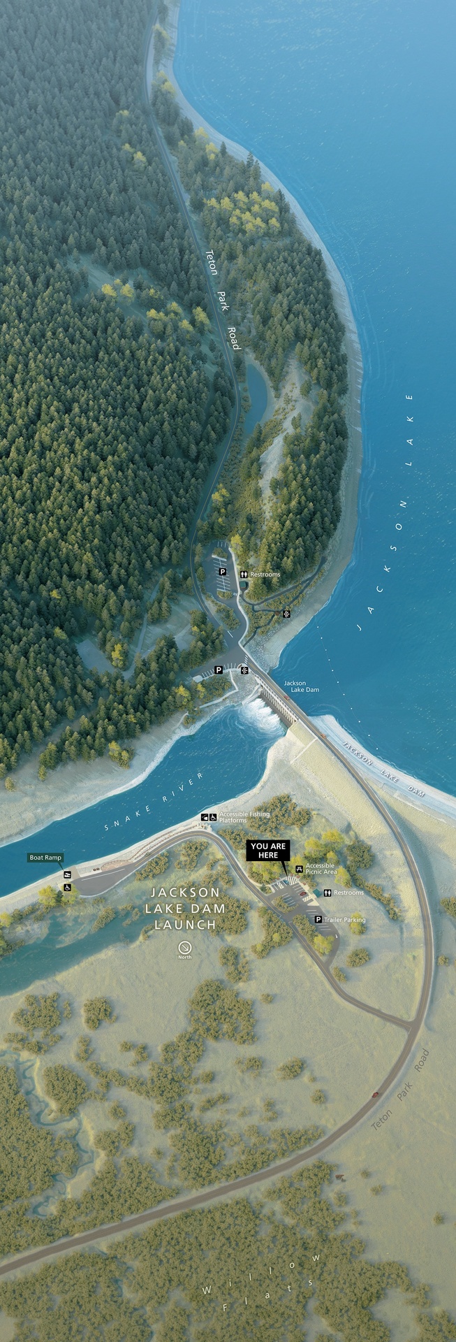 Jackson Lake Dam photorealistic 3D Blender map