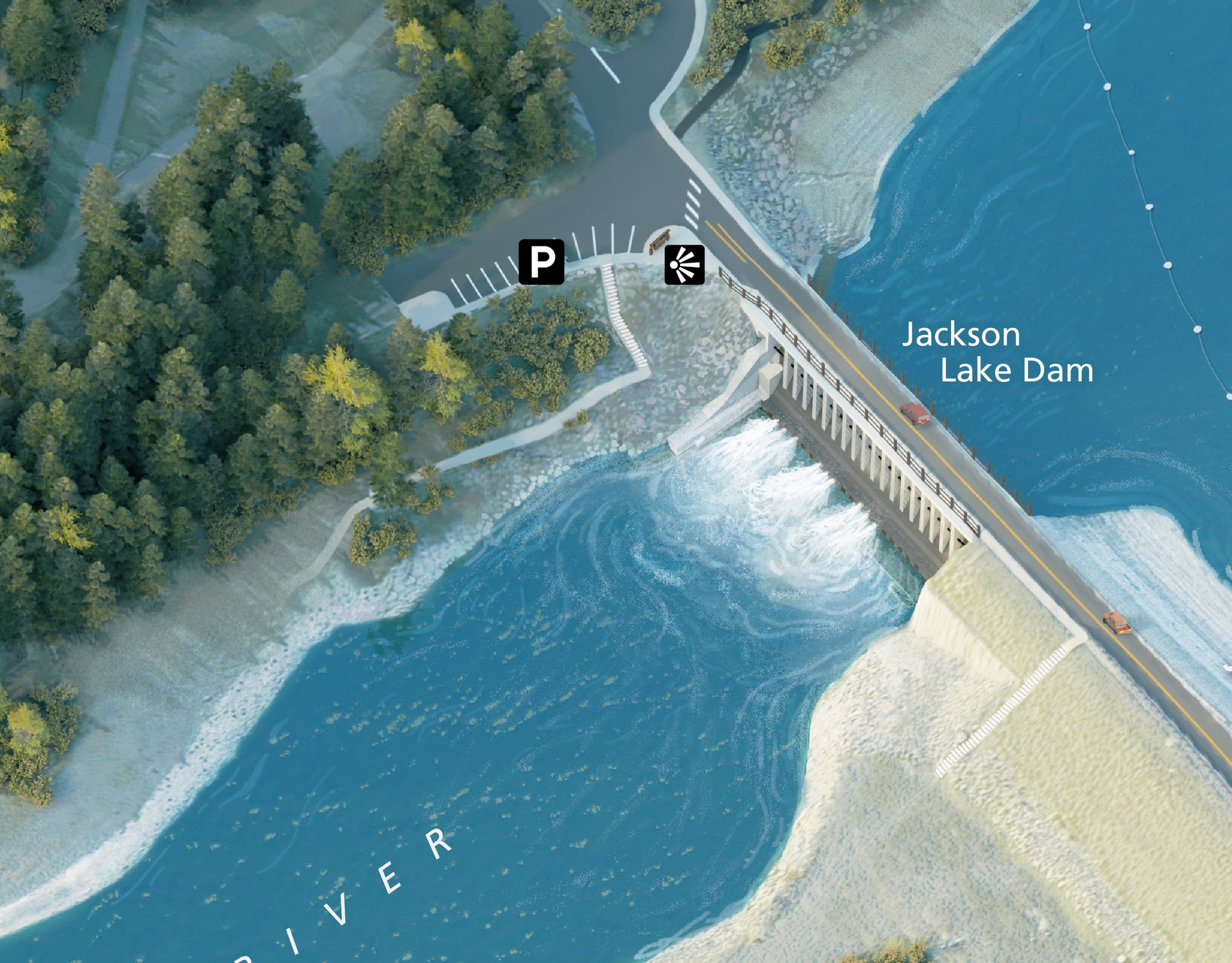 Jackson Lake Dam map detail